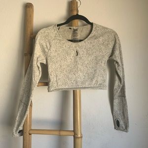 Gymshark Fleur Long Sleeve Crop Top (Wash Khaki)